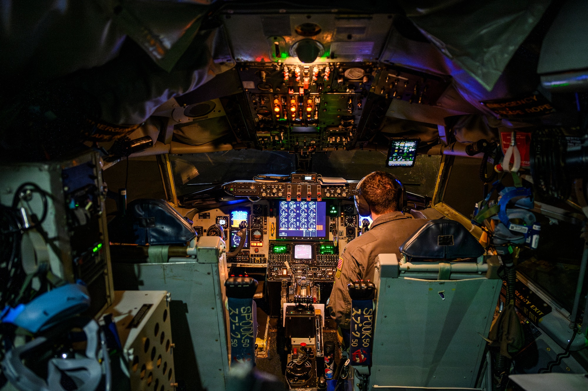 A U.S. Air Force pilot assigned to the 909th Air Refueling Squadron conducts pre-flight checks aboard a KC-135 Stratotanker at Kadena Air Base, Japan, Aug. 4, 2026, during BB26-1. Readiness is essential to generating credible deterrence in an increasingly complex and highly demanding security environment. (U.S. Air Force photo by Airman 1st Class Francisco Huerta)