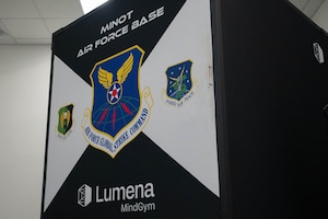 The MindGym is prepared for use at the McAdoo Fitness Center at Minot Air Force Base, North Dakota, July 30, 2026. The immersive cognitive training system is designed to help Airmen regulate stress, improve focus and develop mental fortitude. (U.S. Air Force photo by Senior Airman Wesley Davies)