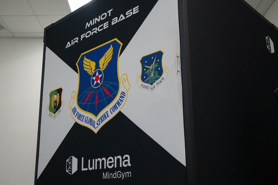 The MindGym is prepared for use at the McAdoo Fitness Center at Minot Air Force Base, North Dakota, July 30, 2026. The immersive cognitive training system is designed to help Airmen regulate stress, improve focus and develop mental fortitude. (U.S. Air Force photo by Senior Airman Wesley Davies)