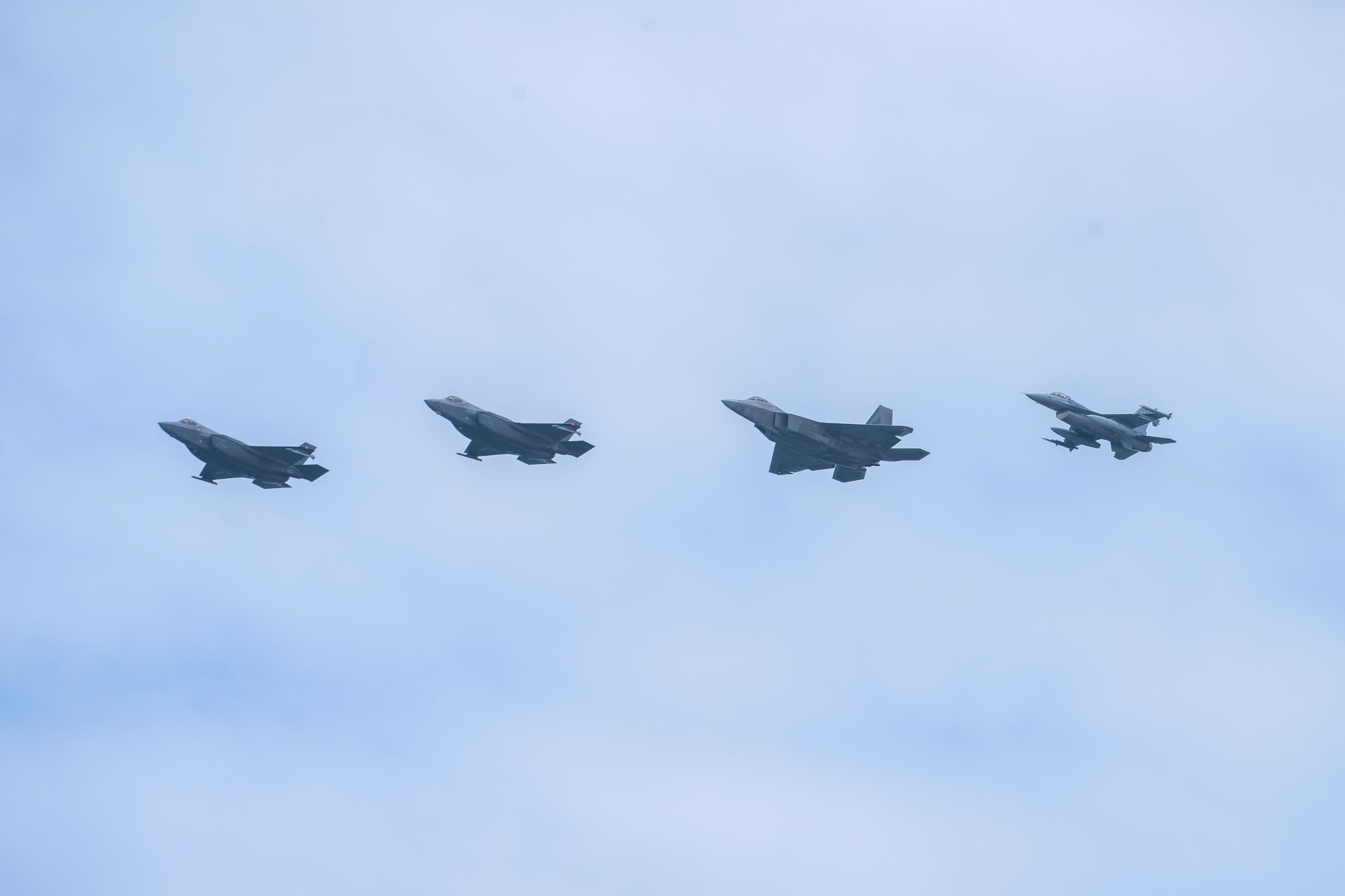 U.S. aircraft perform an aerial demonstration during the Arctic Lightning Air Show at Eielson Air Force Base, Alaska, July 31, 2026.