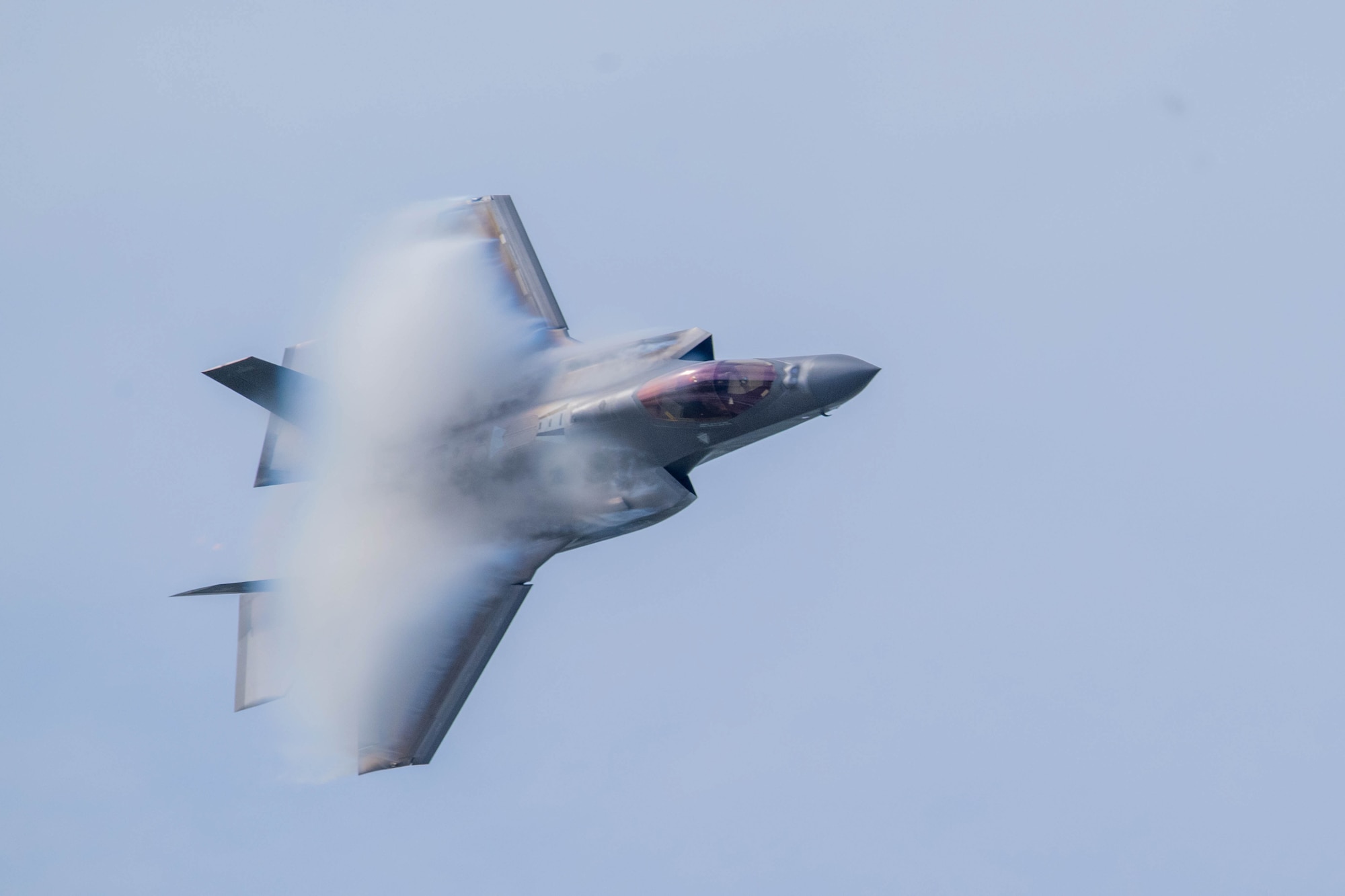 U.S. Air Force Maj. Sean “Rambo” Laughlin, commander of the F-35A Lightning II Demonstration Team performs an aerial maneuver in an F-35A Lightning II during the Arctic Lightning Air Show at Eielson Air Force Base, Alaska, Aug. 2, 2026.