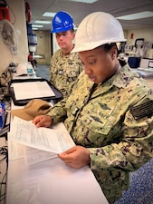 Naval Medical Readiness and Training Command Hospital Corpsman 2nd Class Joanna Smith,  serving with the Public Health Department at Naval Hospital Pensacola, conducts a Ship Sanitation Control Certificate inspection aboard the USNS Comfort (T-AH-20) July 8, 2026. The inspection, performed by Preventive Medicine Technicians (PMTs), evaluates the vessel's sanitation, potable water systems, food safety practices, pest  management, and overall public health conditions to ensure compliance with  health standards.