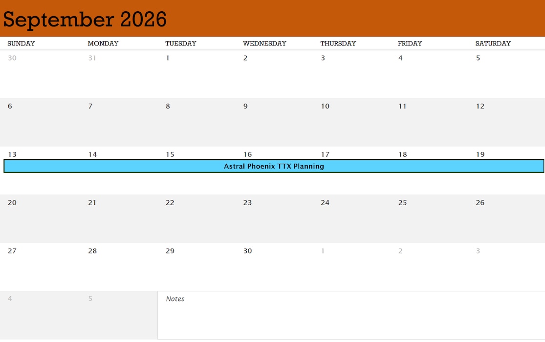 September 2026 AFWI Calendar