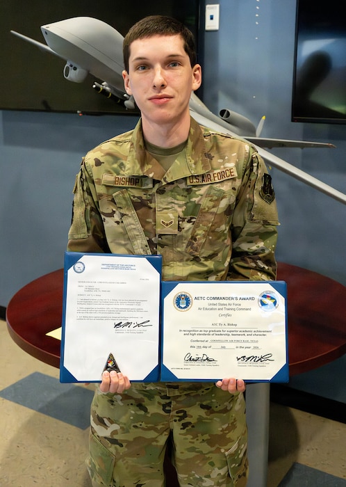 U.S. Air Force Airman 1st Class Ty Bishop, a 123rd Intelligence Squadron Signals Intelligence analyst serving in the 188th Intelligence, Surveillance, and Reconnaissance Group, 188th Wing, Arkansas National Guard,  graduated with a perfect score on the Apprentice Electronic Signals Intelligence Analyst Course at Goodfellow Air Force Base, San Angelo, Texas, on July 10, 2026.