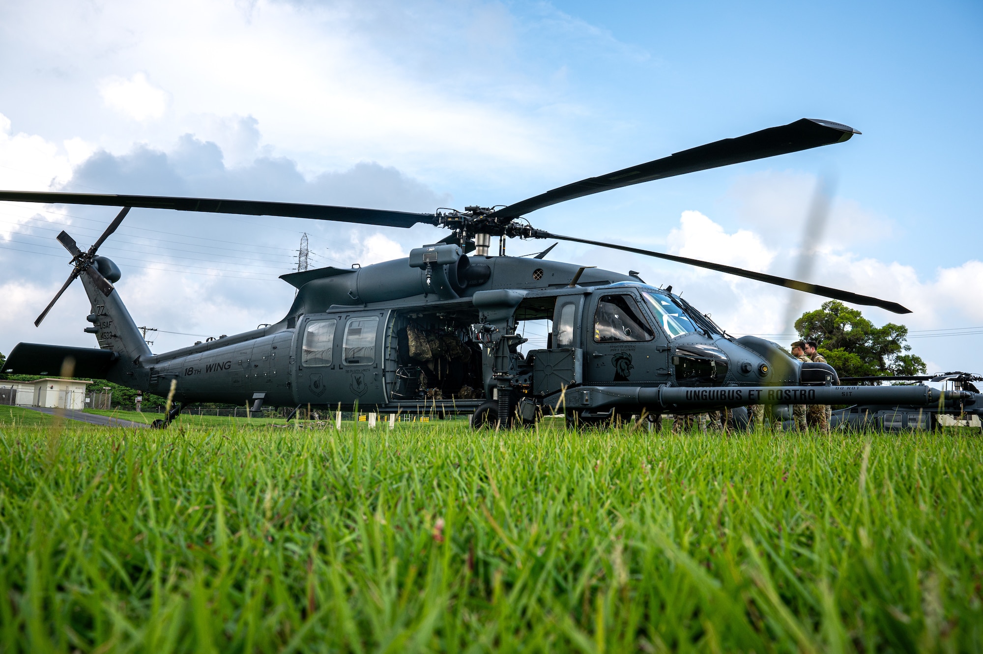 helicopter land on a field