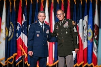 Air Force Gen. Steve Nordhaus, chief, National Guard Bureau, and Senior Enlisted Advisor John Raines, SEA to the chief of the National Guard Bureau, address the 55th annual conference of the Enlisted Association National Guard of the United States, Daytona Beach, Florida, Aug. 2, 2026.