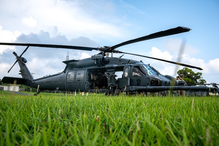 helicopter land on a field