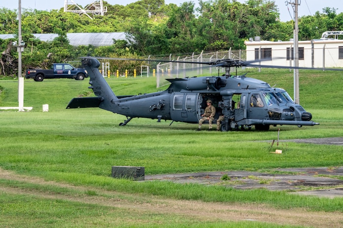 helicopter lands on a field