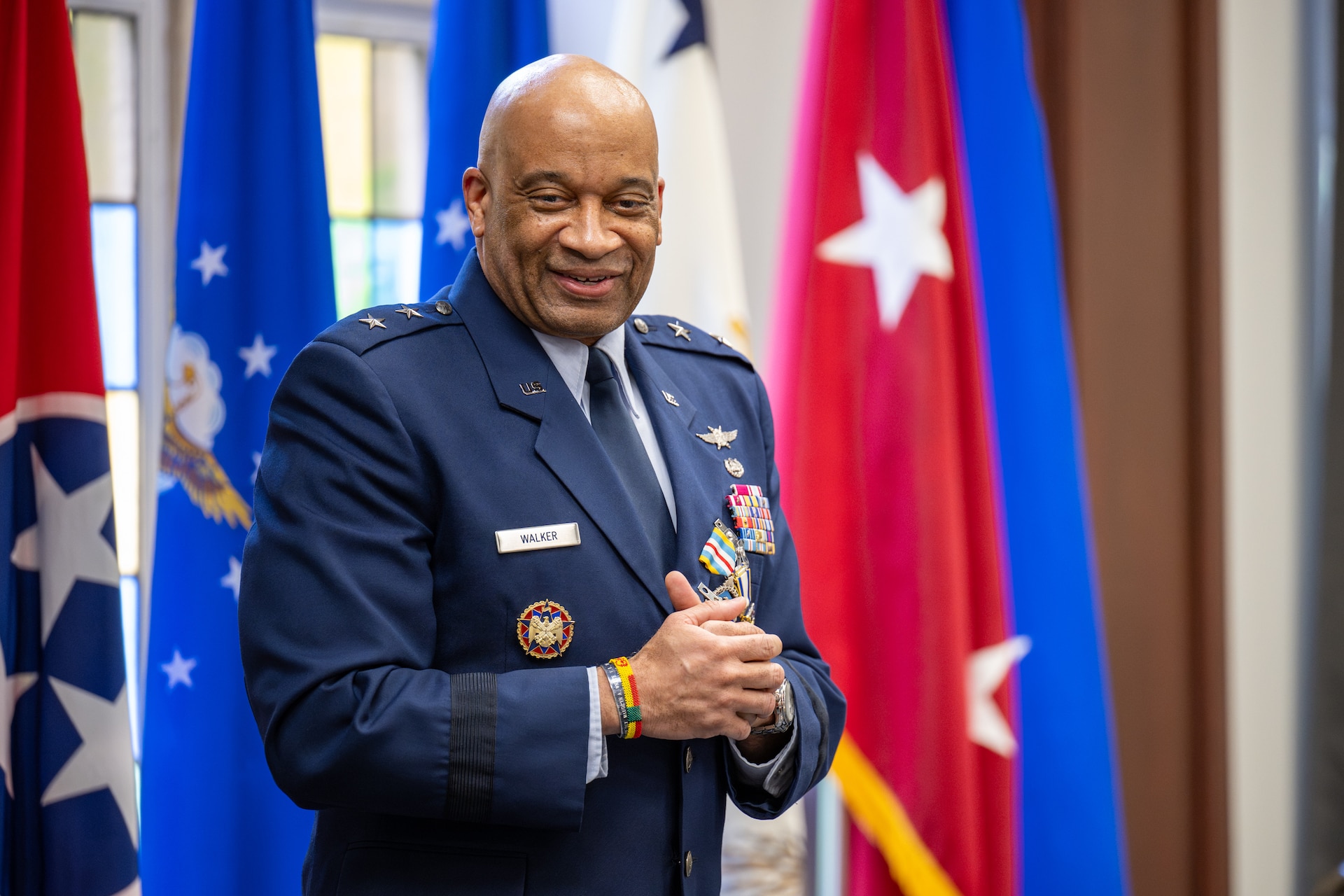 U.S. Air Force Maj. Gen. Charles Walker, Air National Guard assistant to the judge advocate general of the United States Air Force, addresses an audience of friends, family and colleagues at his retirement ceremony in Nashville, Tenn., July 24, 2026. Walker is concluding a distinguished 35-year career during which he previously served as director of the Office of Complex Investigations at the National Guard Bureau in Washington, D.C., chief of staff for the Air Component at Joint Force Headquarters—Kentucky National Guard, and staff judge advocate for the Kentucky Air Guard’s 123rd Airlift Wing in Louisville. (U.S. Air National Guard photo by Dale Greer)
