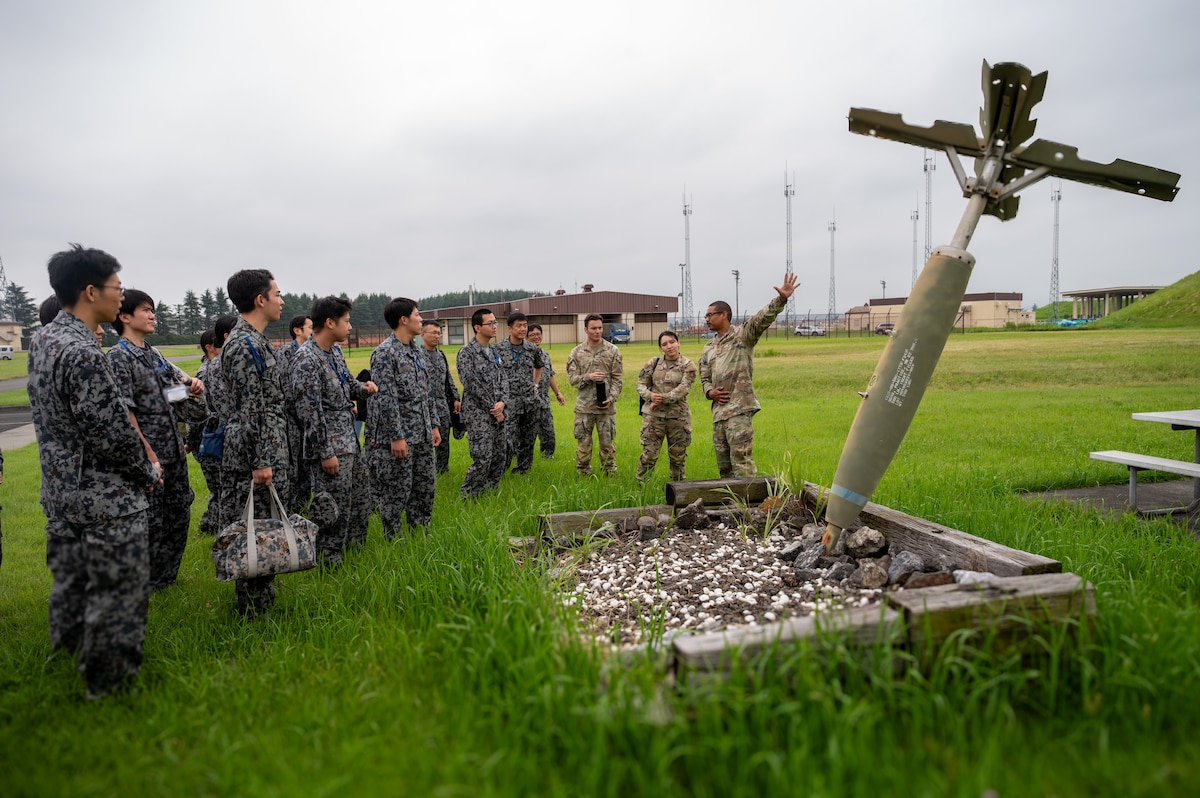 Japanese Airmen listen during a brief.