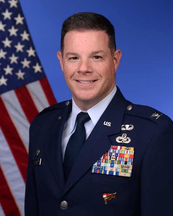 U.S. Air Force Col. Brian T. Cooper, 177th Fighter Wing Maintenance Group commander, poses for an official photo.