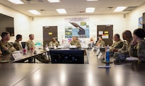 Brig. Gen. David Barrett, U. S. Army Reserve Legal Command and a delegation of legal professionals, conducted an Article 6 inspection of the 84th Training Command's legal section, August 1, 2026, at Fort Knox, Ky. (U.S. Army Reserve photo by Sgt. 1st Class Justin Hardin)