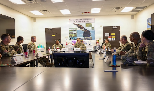 Brig. Gen. David Barrett, U. S. Army Reserve Legal Command and a delegation of legal professionals, conducted an Article 6 inspection of the 84th Training Command's legal section, August 1, 2026, at Fort Knox, Ky. (U.S. Army Reserve photo by Sgt. 1st Class Justin Hardin)