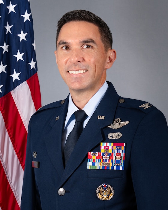 The official photo of U.S. Air Force Colonel Christopher Welch, 317th Airlift Wing commander, taken at Dyess Air Force Base, Texas, July 21, 2026.