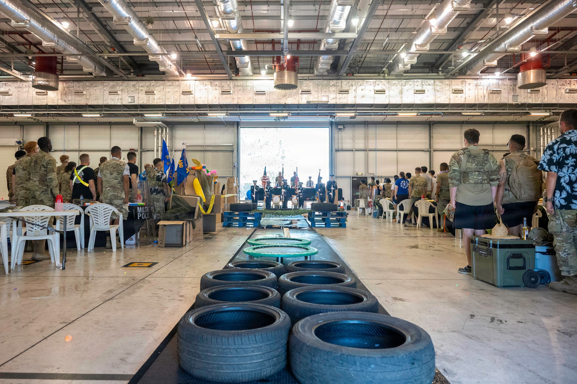 Honor guardsmen present the colors