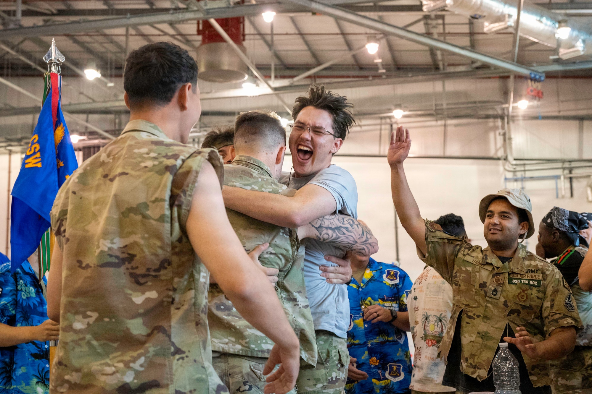 Pathfinders celebrate after a combat dining-in challenge