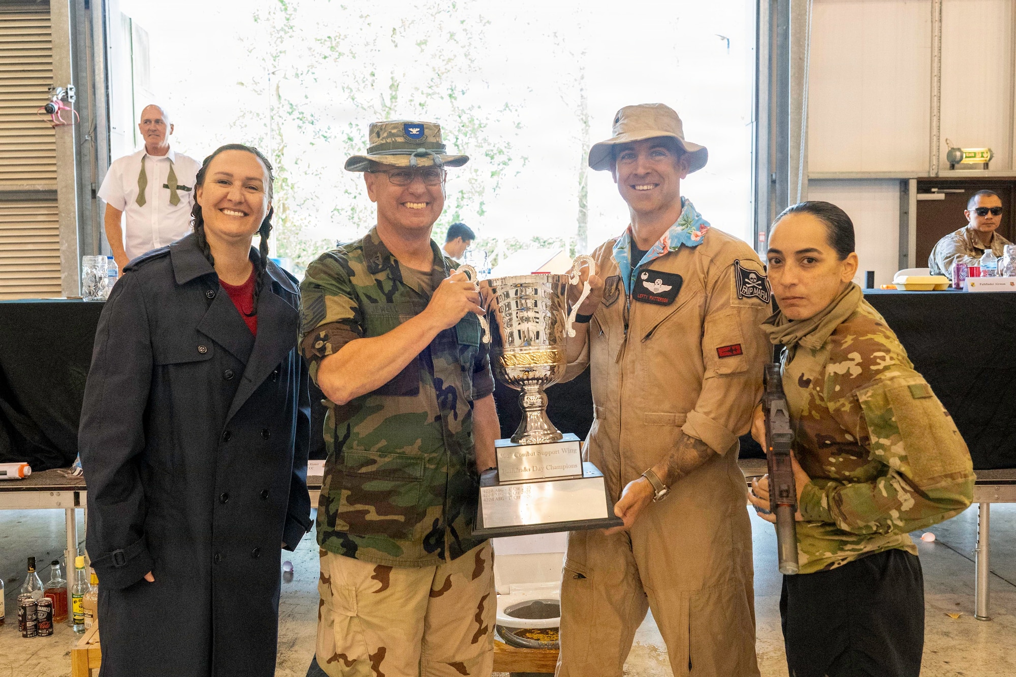 Leaders hold trophy