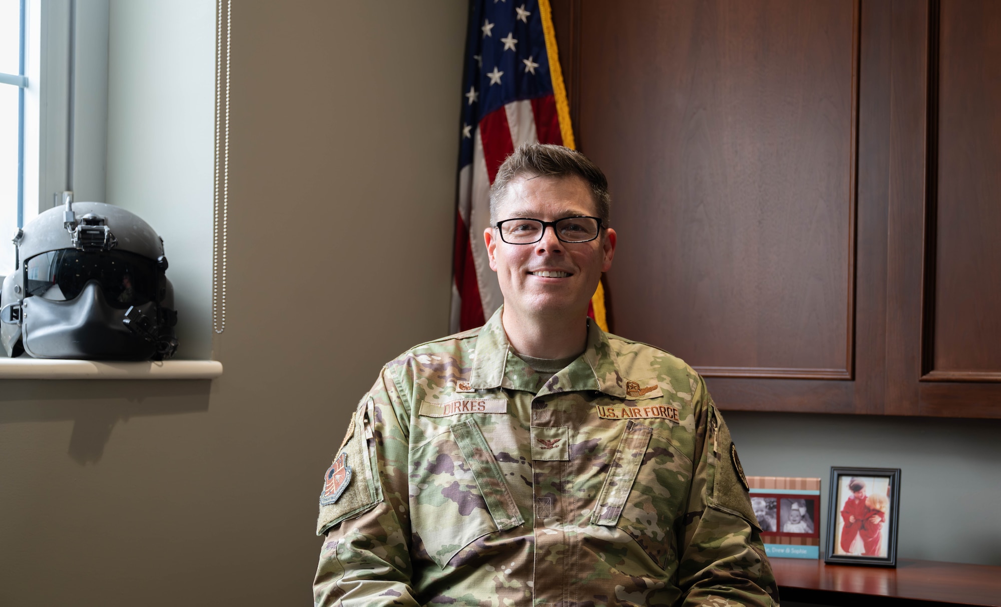 Arnold Engineering Development Complex Commander Col. Wayne Dirkes poses for a photo Aug. 3, 2026, in his office at Arnold Air Force Base, Tenn. Dirkes assumed command of AEDC on June 27, 2026. Arnold AFB is the headquarters of AEDC. (U.S. Air Force photo by Diamond Brown)