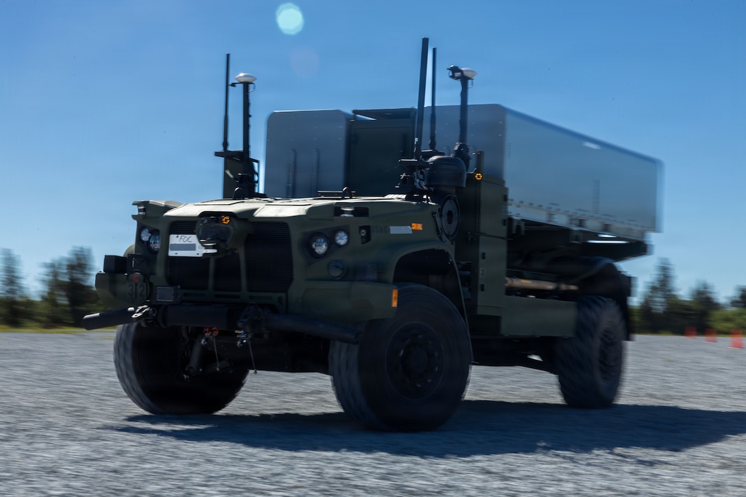 The week of training focuses on increasing the Marines' technical and tactical proficiency using the NMESIS. The NMESIS is a ground-based offensive anti-ship missile system, used in sea denial and littoral protection to offer a highly mobile and rapidly deployable island defense solution. (U.S. Marine Corps photo by Lance Cpl. Sawyer J. Abbott)