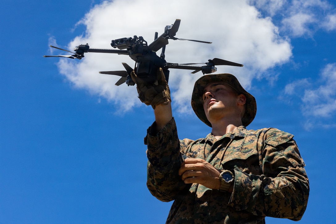 The Marines executing this live-fire training are using the SMASH 2000L weapon optic, a high-tech individual fire control system with sophisticated ballistic processing that can recognize, track, and engage unmanned aerial systems and ground targets with precision. Milstead is a native of Oregon. (U.S. Marine Corps photo by Lance Cpl. Kylee DiSanto)
