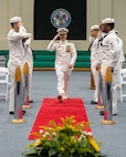 Capt. Frank C. Sanchez relieves Capt. Brian J. Schneider as commodore of Commander, Task Force 67 during a change of command ceremony at Naval Air Station Sigonella, Aug. 7, 2026. (Official U.S. Navy photo)