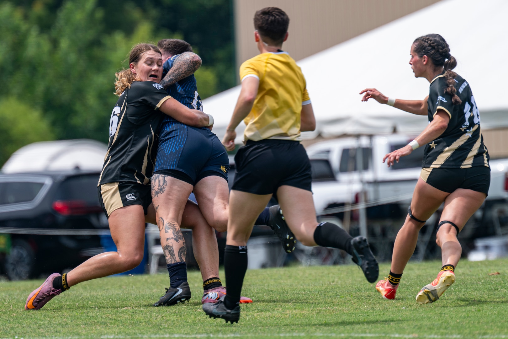 Service members participate in the 2026 Armed Forces Women's Rugby Championship at U.S. Naval Academy Rugby Field on Naval Support Activity Annapolis, Aug. 1, 2026.