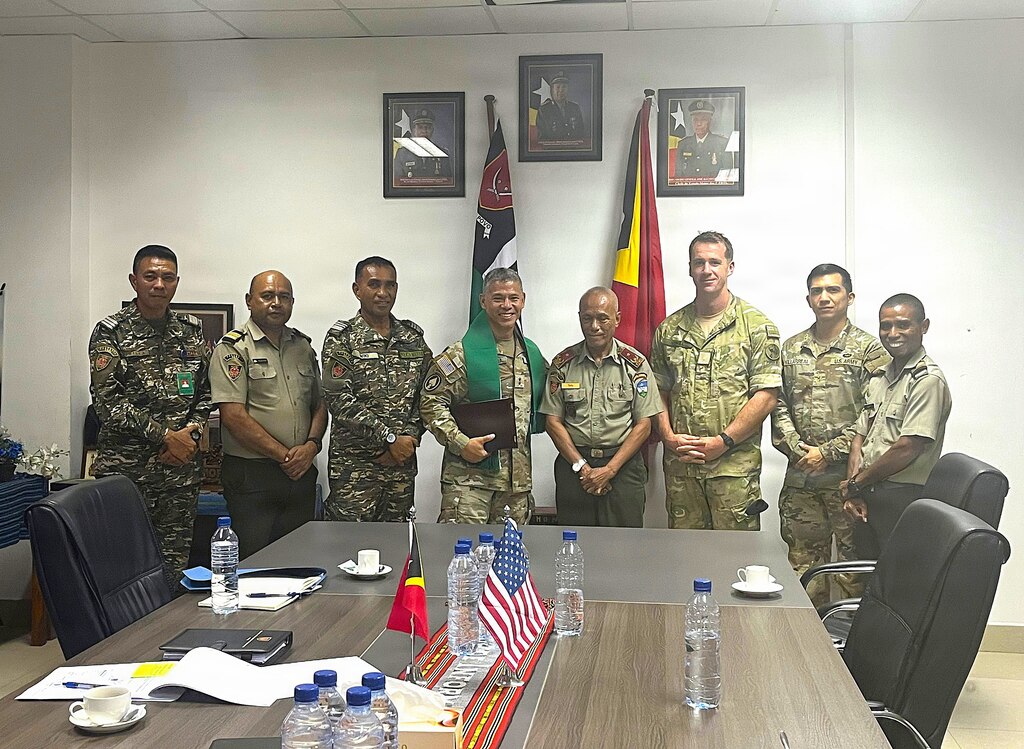 U.S. Army Pacific Deputy Command General-Homeland Affairs met with Chief of Staff of the FALINTIL-Timor Leste Defence Force (F-FDTL) Brig Gen. José da Costa Soares during his visit to Timor--Leste in July 2026.