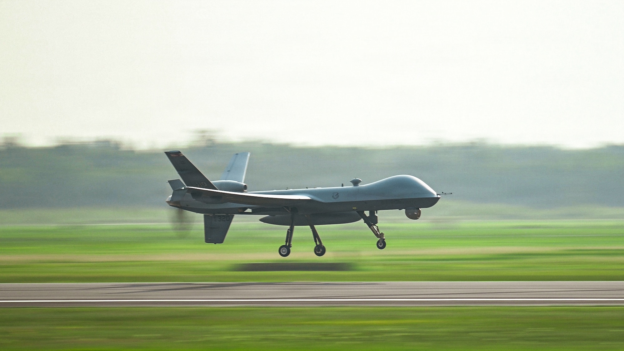 An MQ-9 Reaper assigned to the 29th Attack Squadron takes off at Alpena Combat Readiness Training Center, Michigan, July 20, 2026