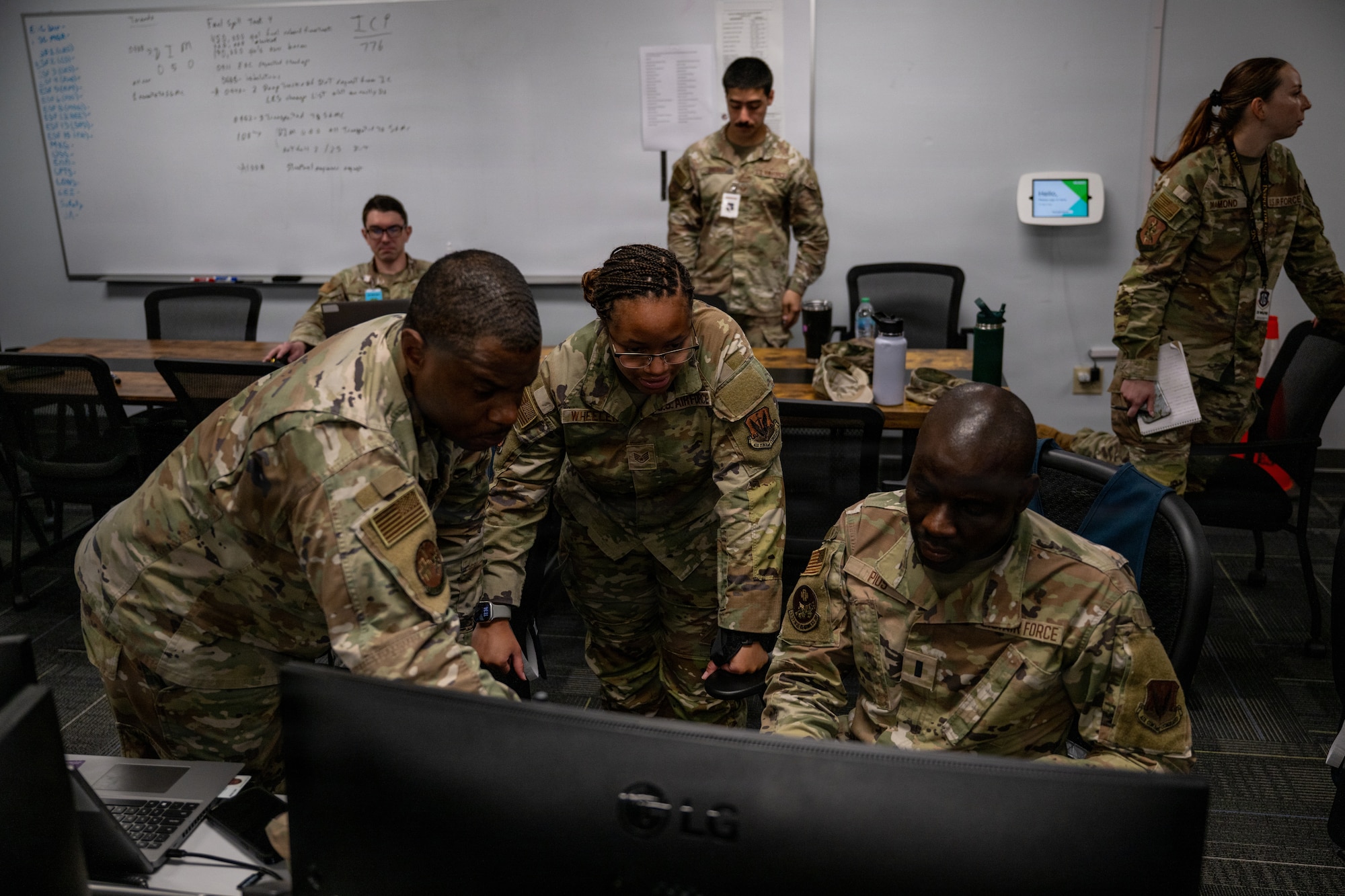 Airmen in an exercise.