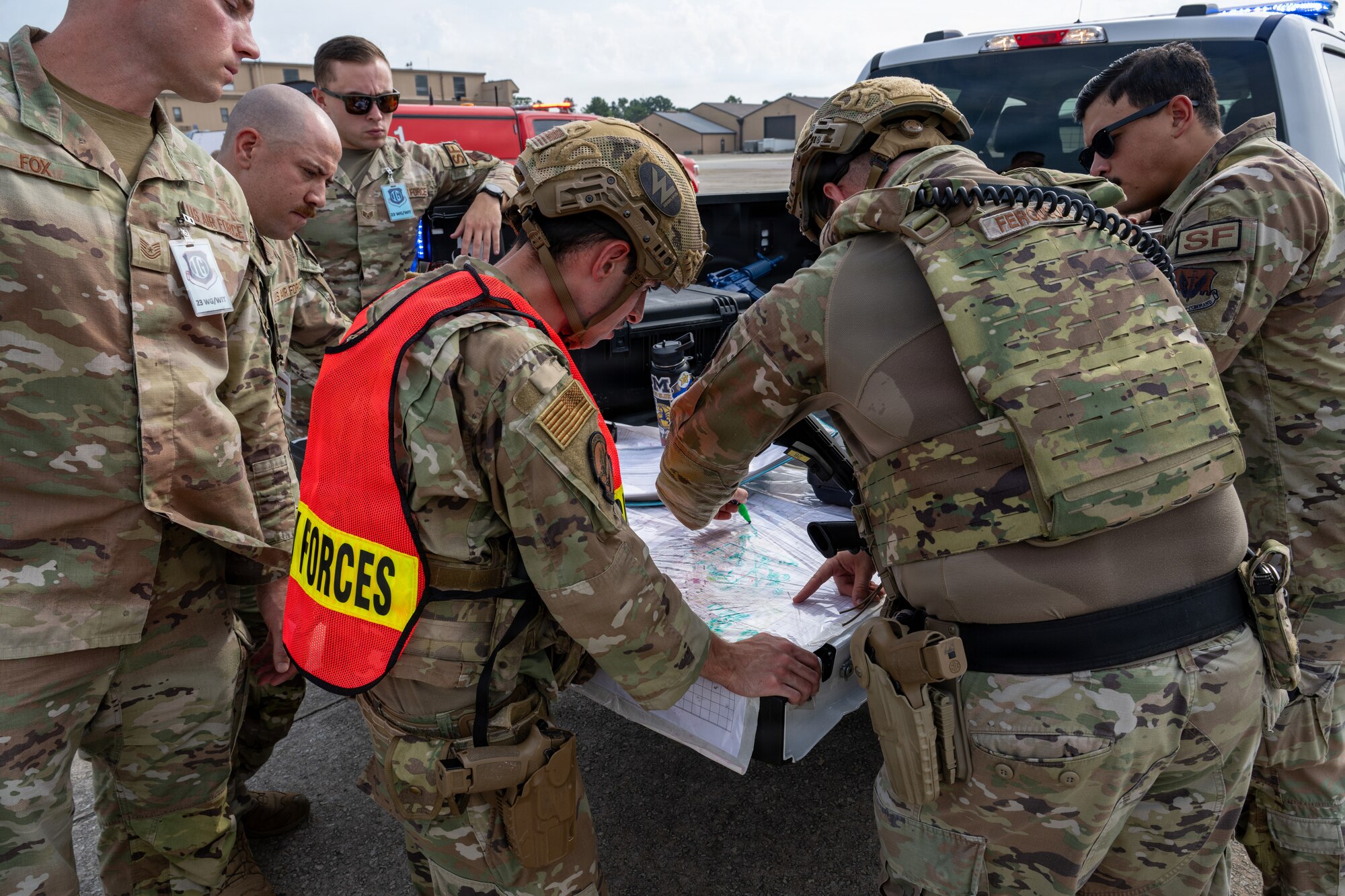 Airmen in an exercise.