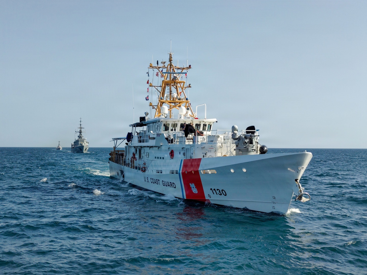 U.S. Coast Guard fast response cutter USCGC Robert Ward sails in the Pacific Ocean near Panama