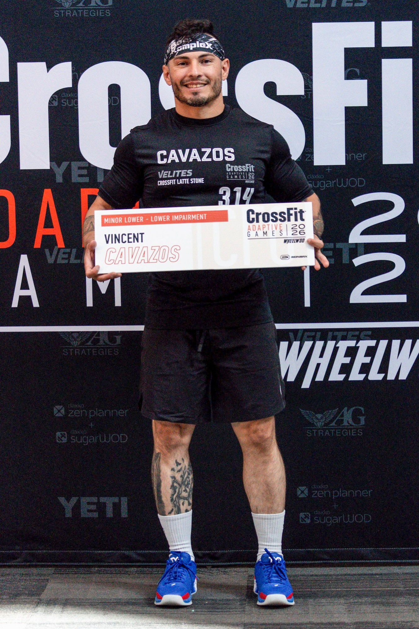 U.S. Air Force Tech. Sgt. Vincent Cavazos, Force Protection Flight noncommissioned officer in charge with the 36th Security Forces Squadron, stands for a photo at the 2026 Adaptive CrossFit Games in San Jose, California, July 25, 2026.