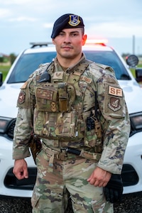 U.S. Air Force Tech. Sgt. Vincent Cavazos, flight sergeant for Bravo Flight with the 36th Security Forces Squadron, stands for a photo at Andersen Air Force Base, Guam, Aug. 6, 2026.