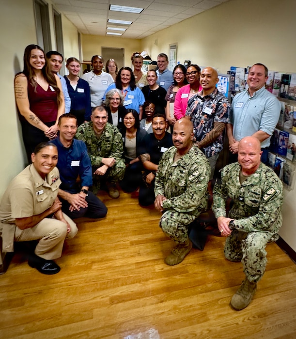 SAN DIEGO (Aug. 6, 2026) – Acting Surgeon General and Chief, U.S. Navy Bureau of Medicine and Surgery, Rear Adm. Matthew Case (front row, center) poses for a group photo with participants of the RELATIONS® for Healthcare Transformation core course at Naval Medical Center San Diego (NMCSD). During his visit, Case met with the class to emphasize the importance of the course's basic tenets, which equip staff with practical tools to strengthen communication and positively influence the human experience of care. (U.S. Navy photo by Contributed)
