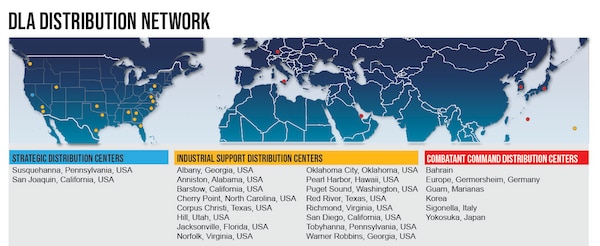 Map of all Defense Logistics Agency Distribution sites, grouped by major function.