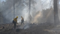 Washington National Guard members conduct wildland fire support operations to Washington Department of Natural Resources at the Little Giant Fire near Leavenworth, Wash., Aug. 8, 2026.