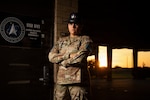 U.S. Space Force Sgt. Morgan Thompson, a military training instructor assigned to 535th Training Squadron, USSF’s first Basic Military Training squadron, poses outside the USSF BMT campus, Joint Base San Antonio-Lackland, Texas, July 29, 2026. Thompson became the first Guardian to complete USSF Military Training Instructor School without prior service in another military branch. (U.S. Air Force photo by Jonathan R. Mallard)