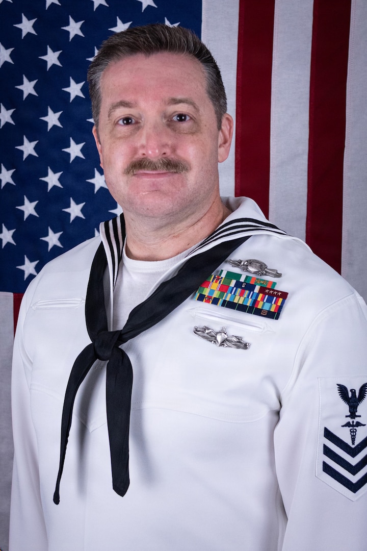 Hospital Corpsman First Class Matthew Brown is Navy Medicine Readiness and Training Command’s Senior Sailor of the Quarter for Q3, 2026.  Brown serves in the facility’s Physical Therapy Department.