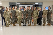 U.S. Army Financial Management Command and Republic of Korea Army finance officers pose for a photo at the Maj. Gen. Emmett J. Bean Federal Center in Indianapolis July 9, 2026. The ROKA finance officers visited USAFMCOM after a trip to the Office of the Assistant Secretary of the Army for Financial Management and Comptroller at the Pentagon and before heading to the U.S. Army Finance and Comptroller School at Fort Jackson, S.C., where they learned about the structure and operations of the U.S. Army Finance Corps. (U.S. Army photo by Mark R. W. Orders-Woempner)