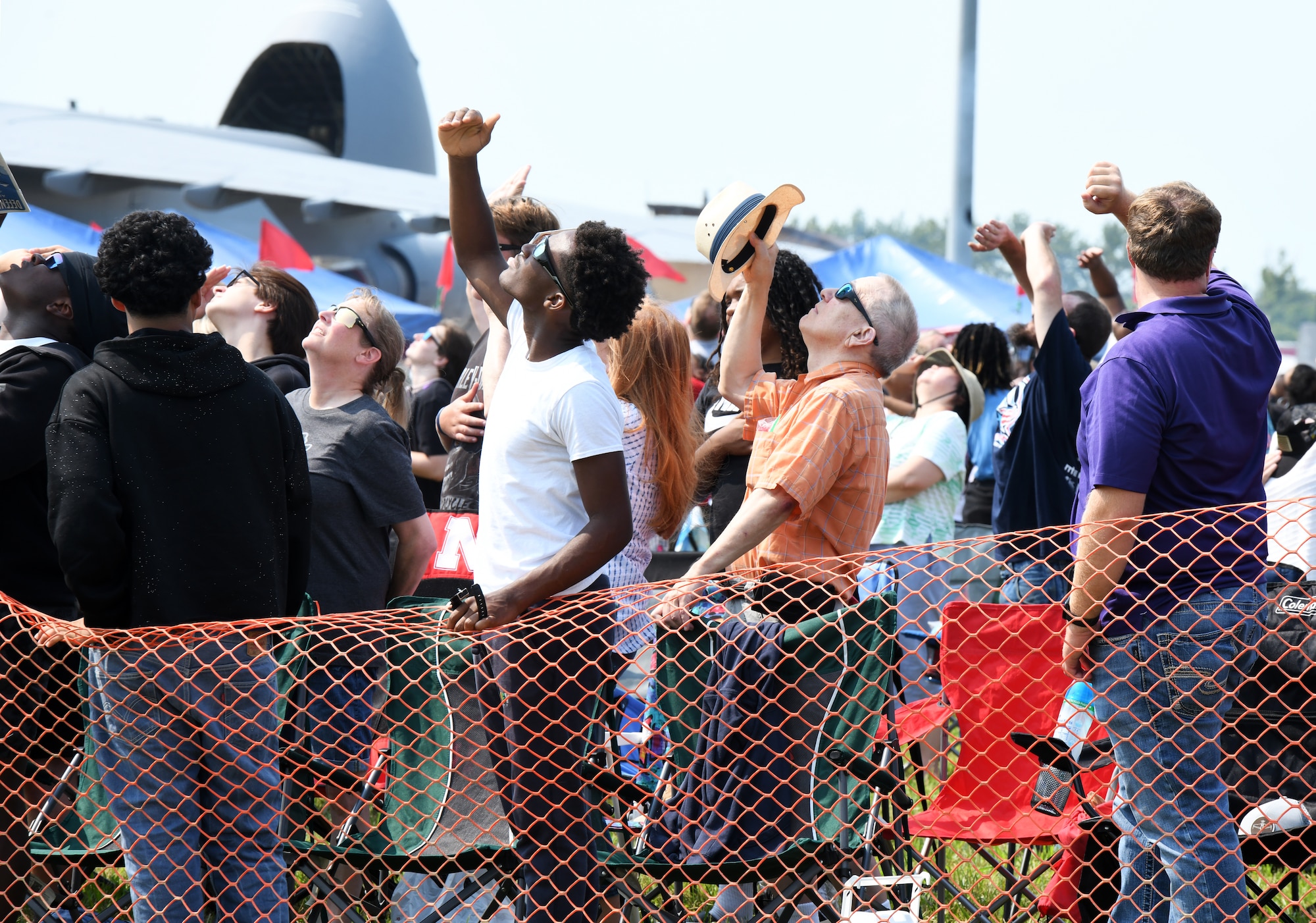 Local community members watch the aerial performances from the flightline during the 2026
Defenders of Freedom Air & Space Show at Offutt Air Force Base, Nebraska, Aug. 8, 2026. Defenders of Freedom Air & Space Show 2026 served as a free, public open house to foster strong community relations and express appreciation to the local Greater Omaha community. (U.S. Air Force photo by Charles Haymond)