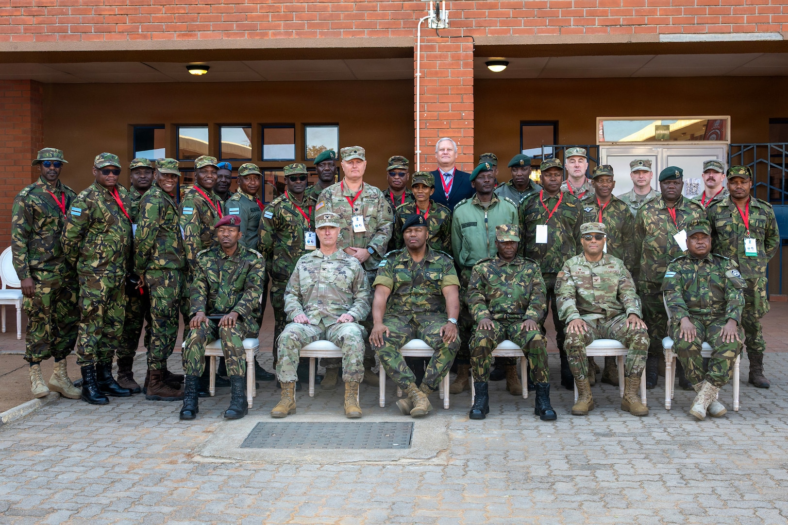 U.S. and Botswana military personnel pose for a photo following the opening ceremony for Exercise Southern Accord 2026 at Gaborone Technical College in Gaborone, Botswana, Aug. 10, 2026.