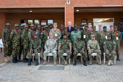 U.S. and Botswana military personnel pose for a photo following the opening ceremony for Exercise Southern Accord 2026 at Gaborone Technical College in Gaborone, Botswana, Aug. 10, 2026.