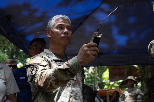 U.S. Army Maj. Gen. Lance Okamura, deputy commanding general for U.S. Army Pacific (USARPAC) Homeland Affairs, detonates an unexploded World War II-era white phosphorus munition in Koror, Palau, Aug. 2, 2026.