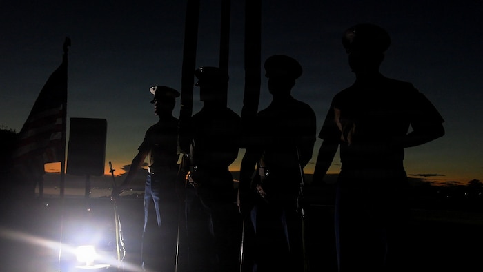 U.S. Marines with Marine Rotational Force – Darwin 26 prepares for a ceremony commemorating the 84th anniversary of the Battle of Guadalcanal at the Guadalcanal American Memorial in Honiara, Solomon Islands, Aug. 7, 2026.