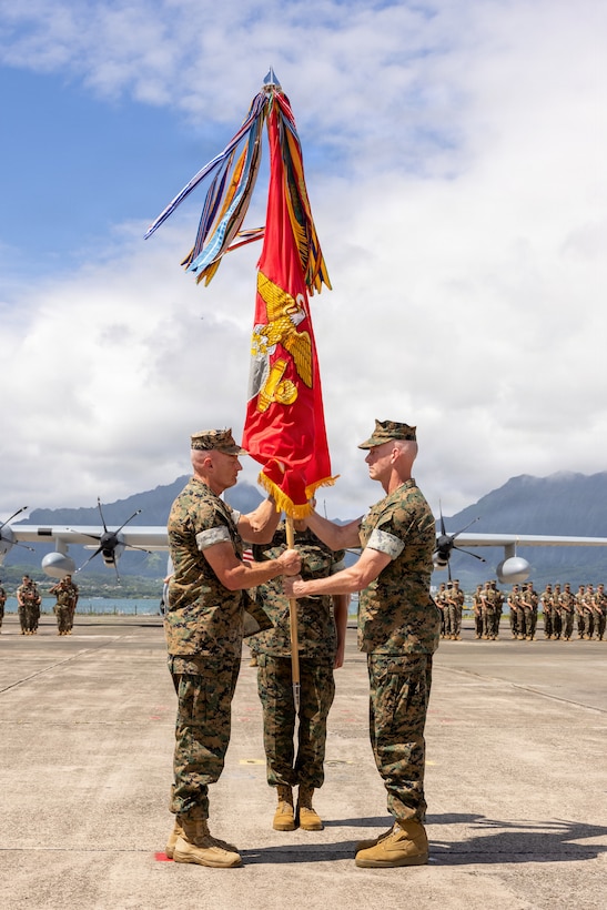U.S. Marine Corps Lt. Gen. Roger B. Turner, right, the incoming commander for U.S. Marine Corps Forces, Pacific, and Lt. Gen. James F. Glynn, the outgoing commander for MARFORPAC, pose for a photo after the MARFORPAC change of command ceremony at Marine Corps Base Hawaii, Aug. 11, 2026.  Representing two-thirds of the Marine Corps’ operating forces, MARFORPAC serves as the Nation’s primary expeditionary force-in-readiness across the U.S. Pacific Command area of responsibility, the largest geographical combatant command in the Department of Defense, where Pacific Marines operate alongside joint forces and international partners to preserve a free and open Pacific. (U.S. Marine Corps photo by Lance Cpl. Chloe Zimmerer)