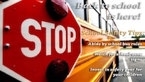 photo of a school bus and red stop sign.