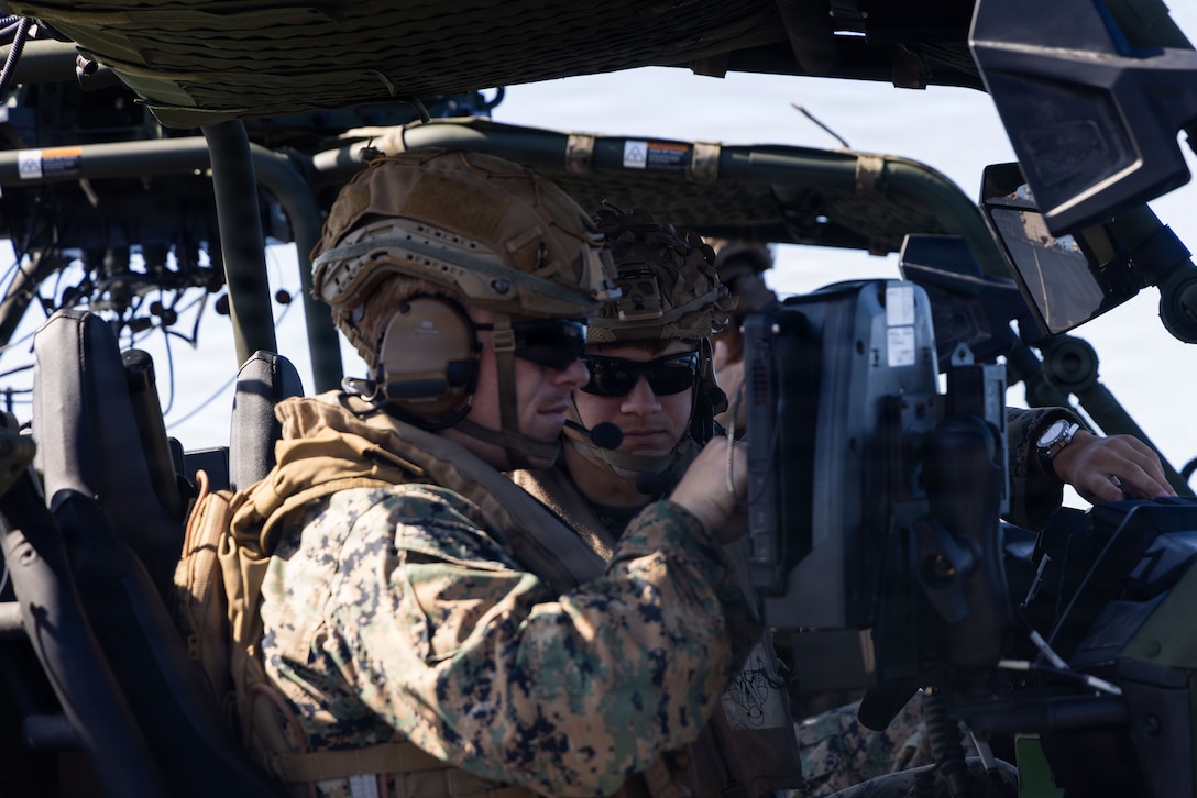 U.S. Marines assigned to Marine Medium Tiltrotor Squadron (VMM) 364 (Reinforced), 13th Marine Expeditionary Unit, operate a Light Marine Air-Defense Integrated System during defense of the amphibious task force training aboard Wasp-class amphibious assault ship USS Makin Island (LHD 8) off the coast of California, July 23, 2026. The 13th MEU and the Makin Island Amphibious Ready Group are underway and conducting routine operations in the U.S. 3rd Fleet area of operations to enhance their combined Navy-Marine Corps readiness and lethality. (U.S. Marine Corps photo by Lance Cpl. Fernando Cruz Martinez)