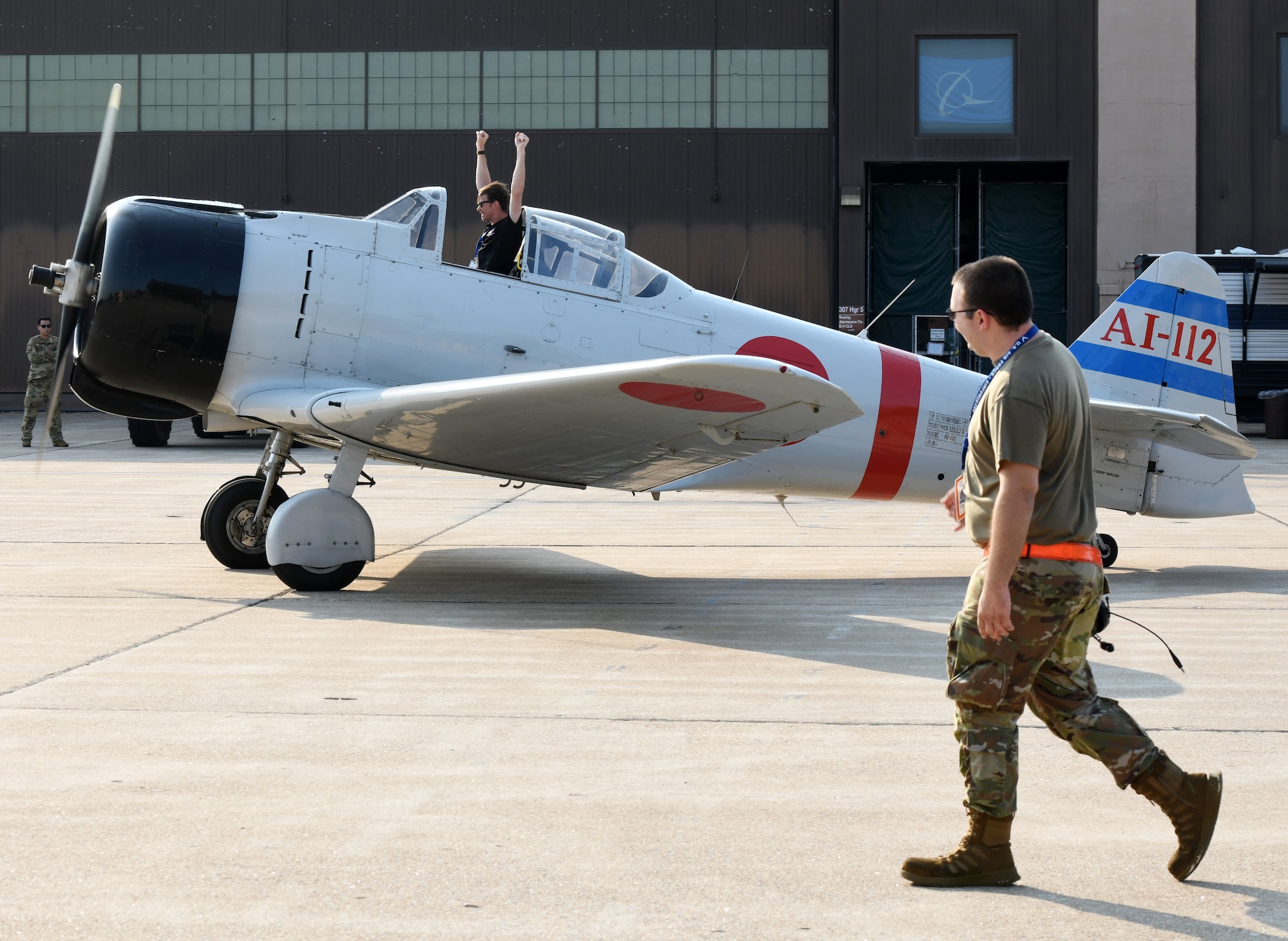 Tora! Tora! Tora! team prepares to perform at the Defenders of Freedom Air & Space Show 2026 at Offutt Air Force Base, Nebraska, Aug. 9, 2026. In alignment with the nationwide 'Freedom 250' celebration, the air show highlighted two-and-a-half centuries of American progress, liberty, and the technological leaps made throughout military aviation history. (U.S. Air Force photo by Charles J. Haymond)