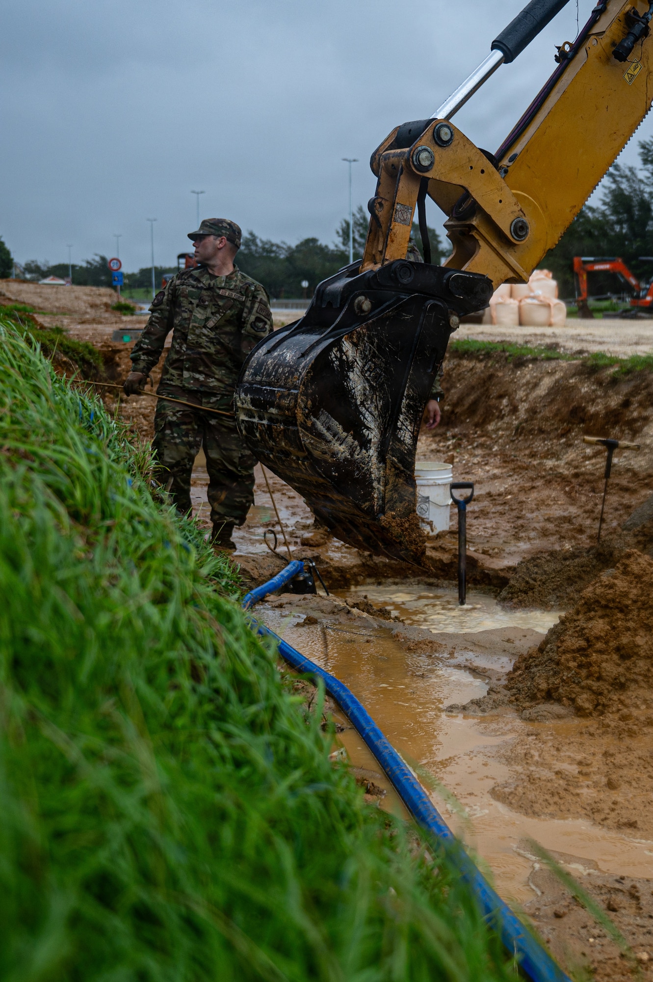 Airman conducts dewatering operations.