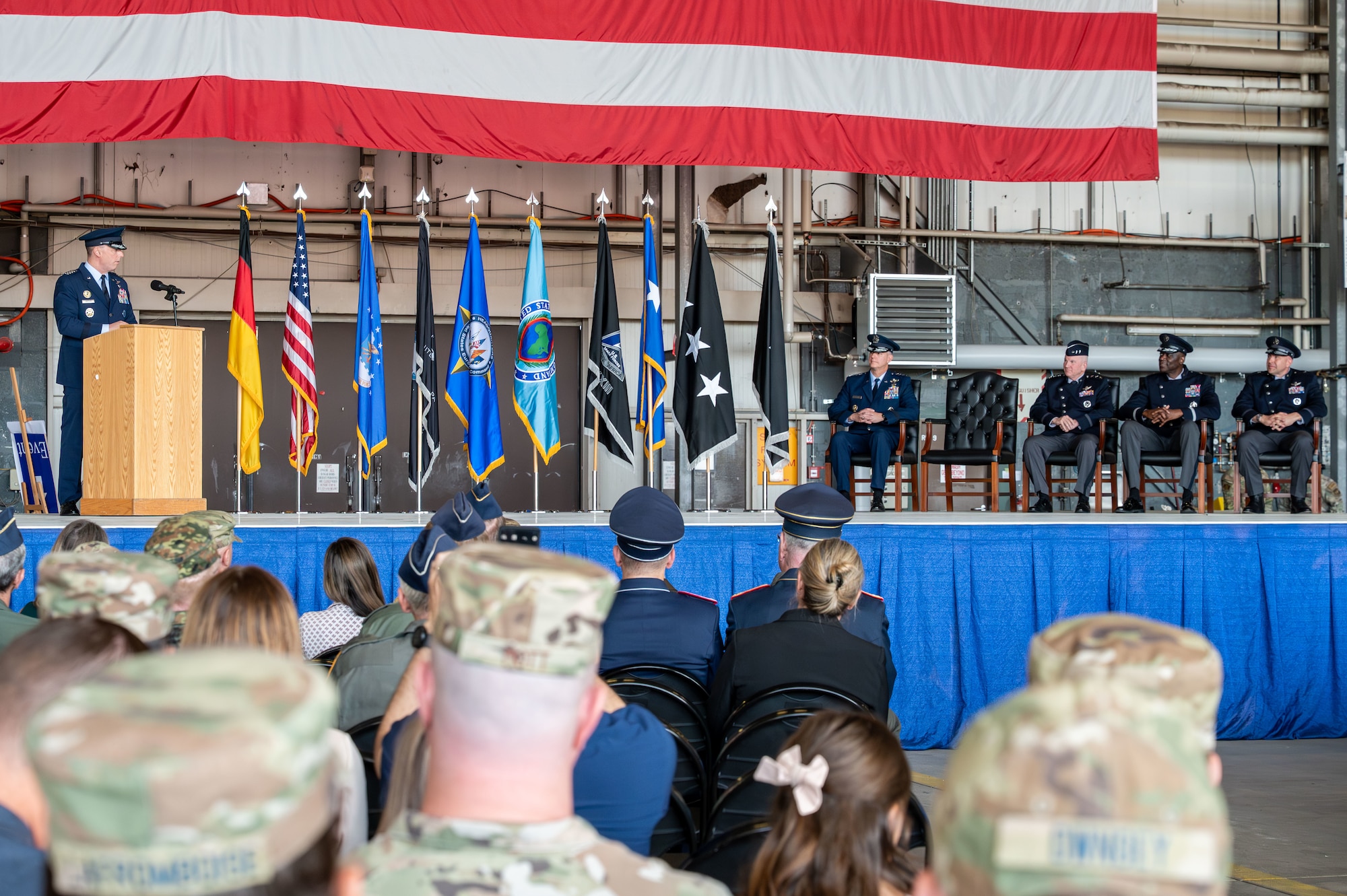 U.S. Air Force Gen. Dagvin R.M. Anderson, commander, U.S. Africa Command, provides remarks during a change of command ceremony